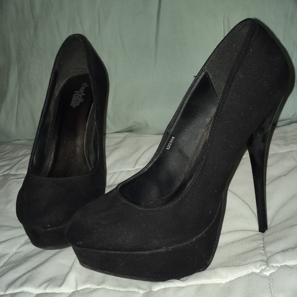 Black suede heels